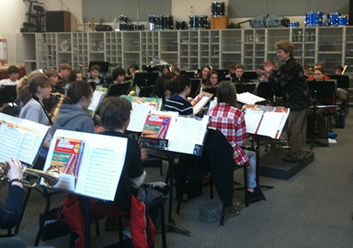 Janet Olsen rehearsing Friday Harbor Middle School Band